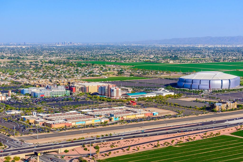 Ariel view overlooking Glendale with the city life living in Glendale